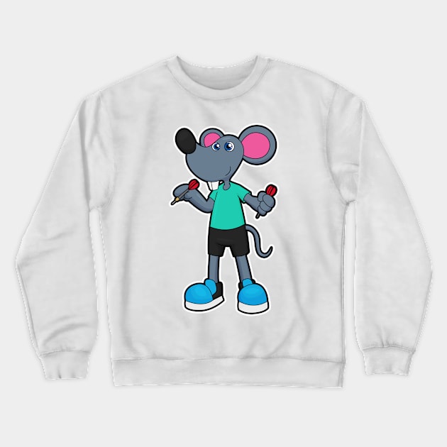 Mouse as Dart player with Darts Crewneck Sweatshirt by Markus Schnabel